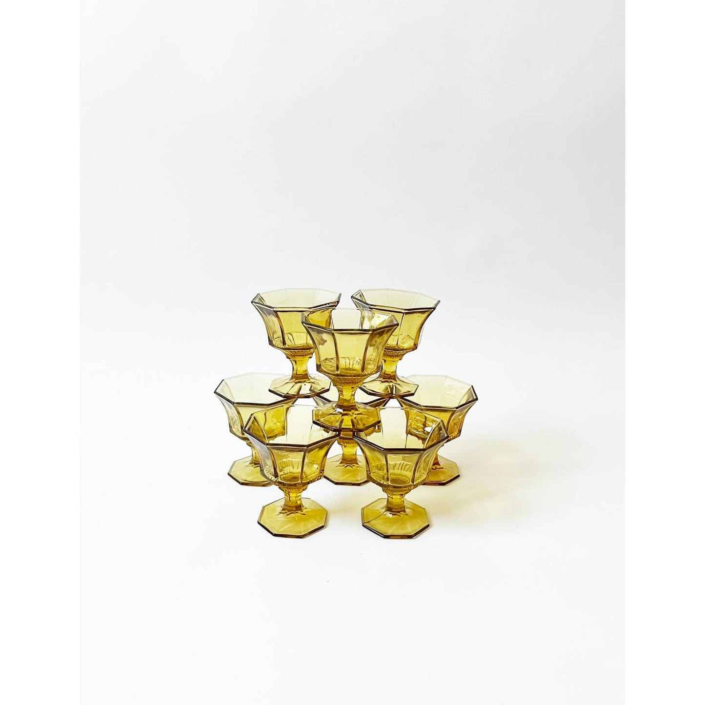 Vintage Yellow Impression Glass Barware
