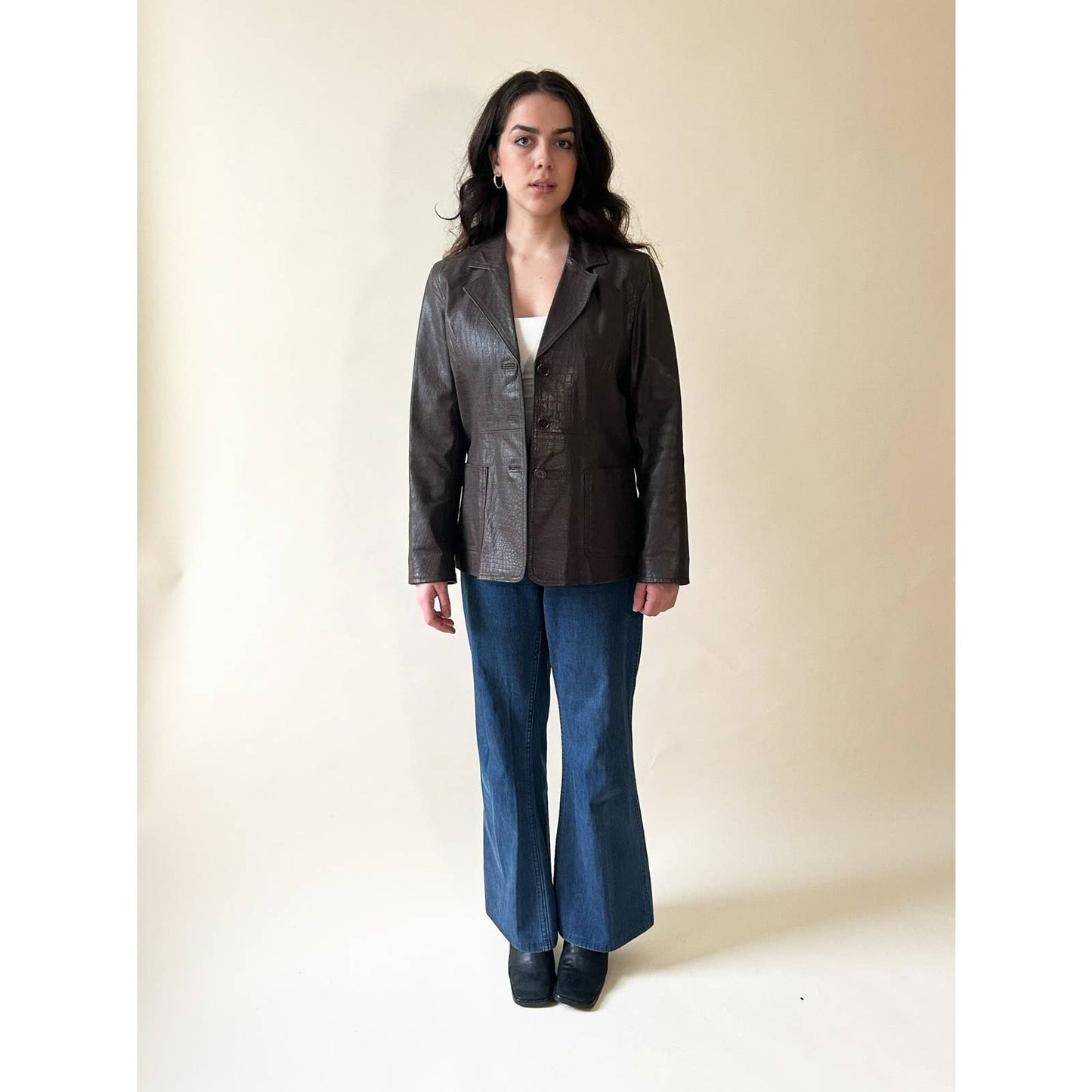 Vintage 90s Leather Snake Print Jacket