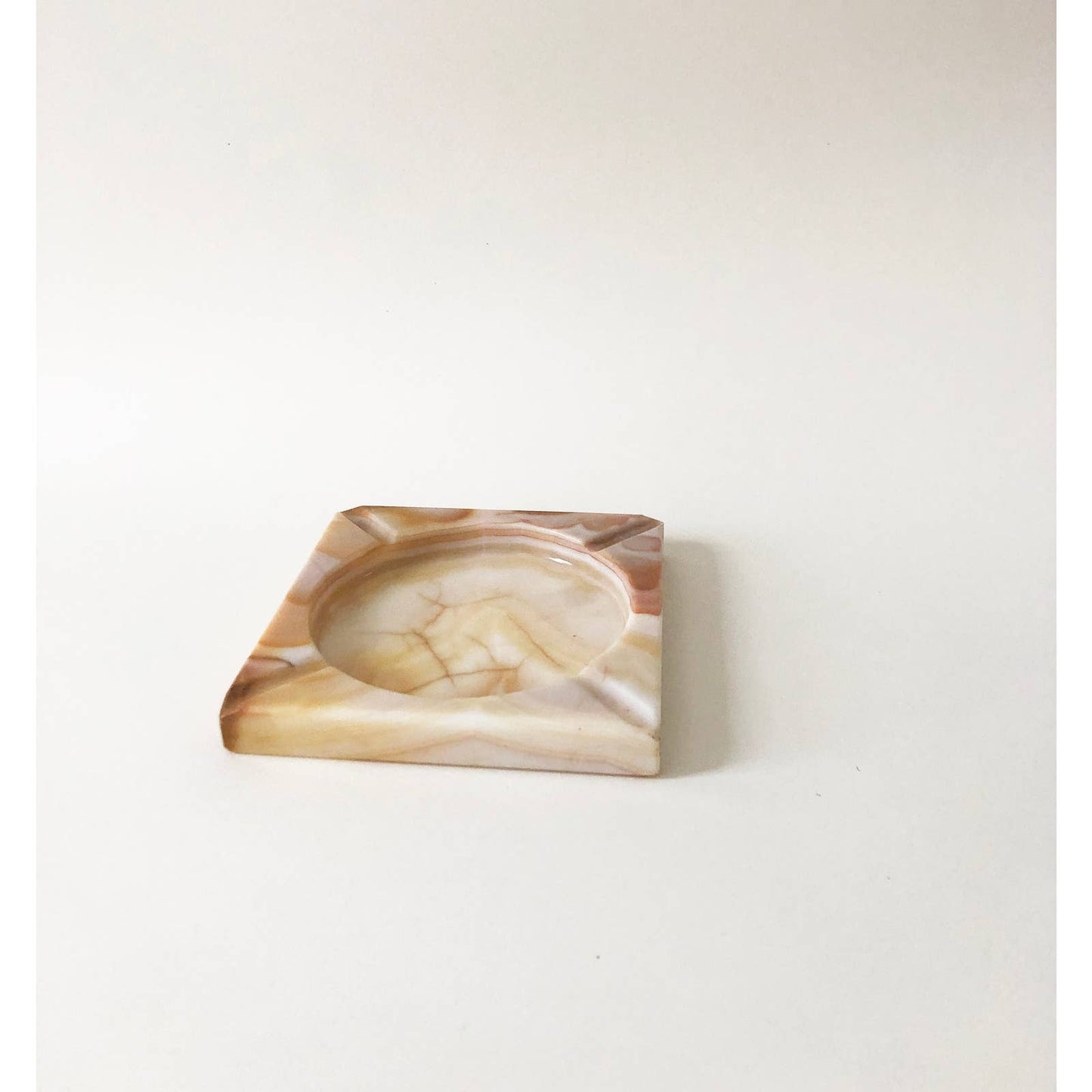 1970's Orange Onyx Stone Ashtray