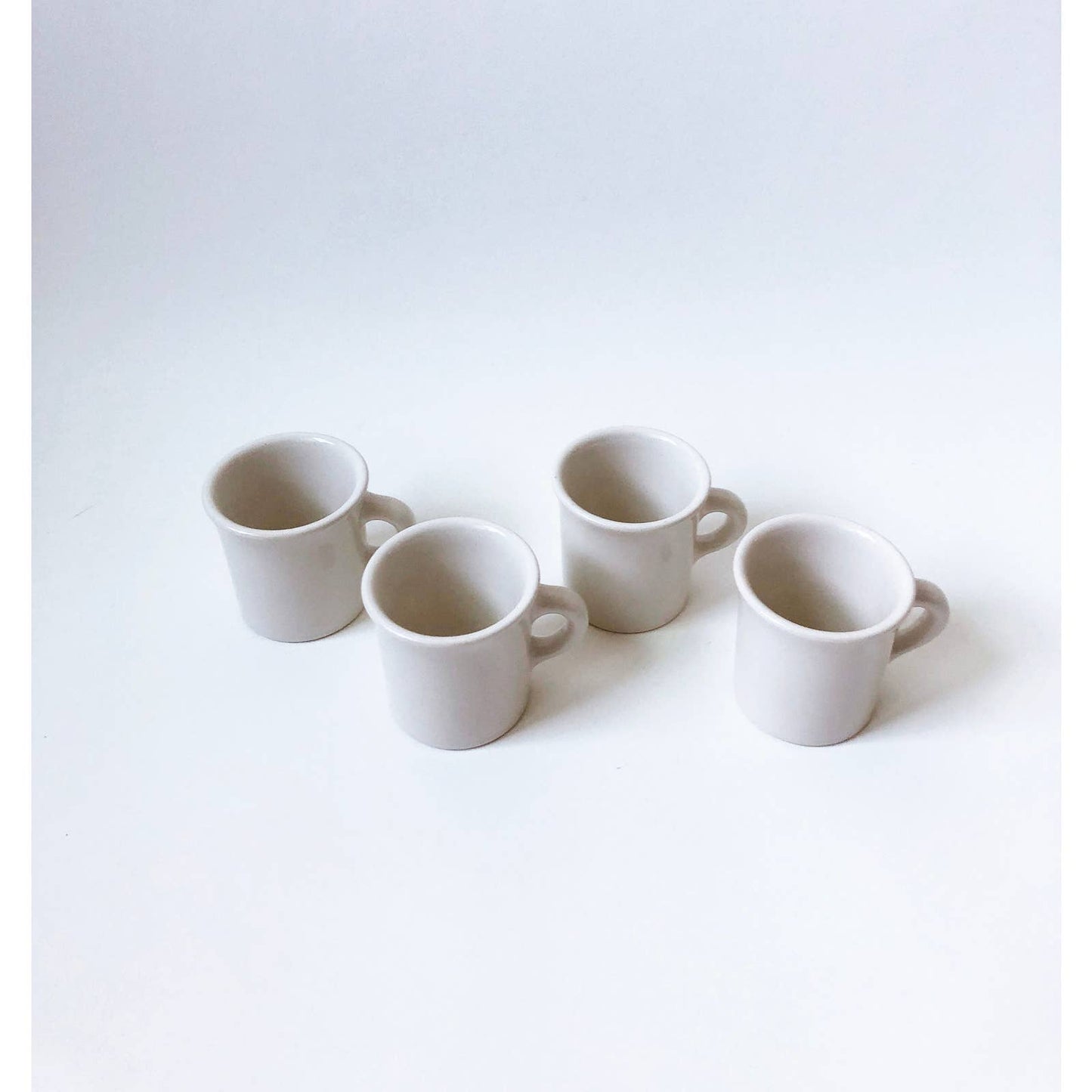Vintage Cream Ceramic Mugs Set of 4