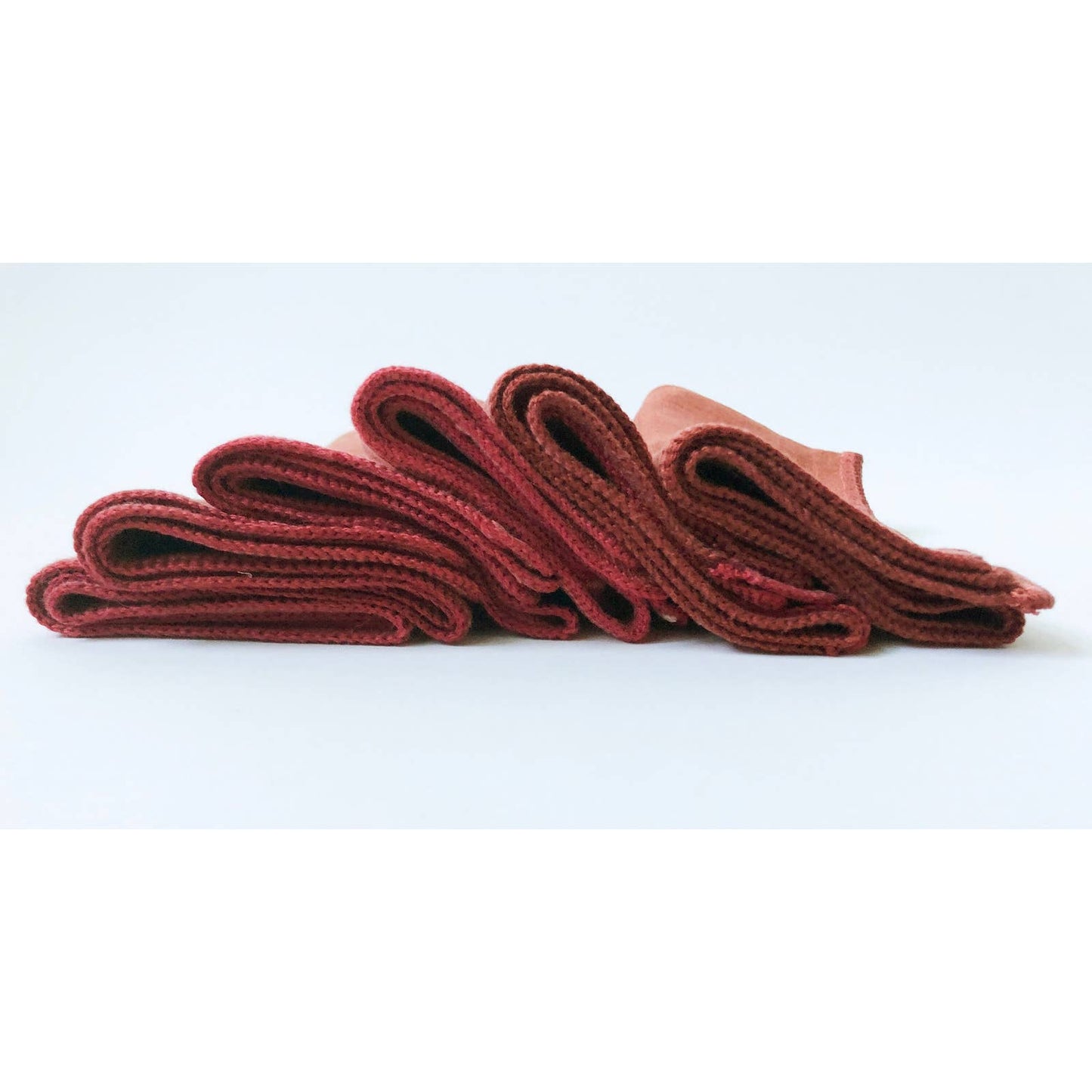 Vintage Linen Orange Red Edge Stitched Napkins - Set of 6