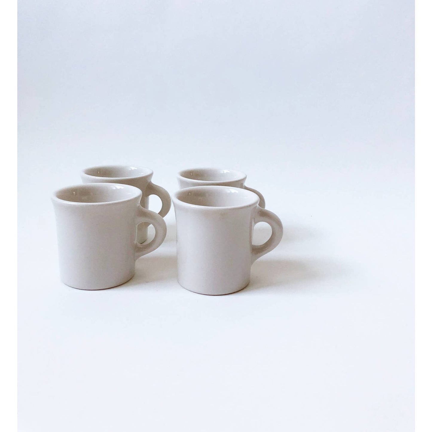 Vintage Cream Ceramic Mugs Set of 4