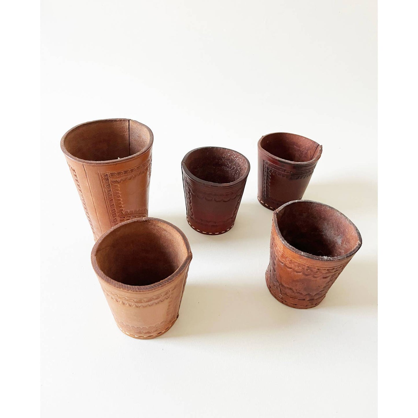 Leather Stamped Decorative Cups