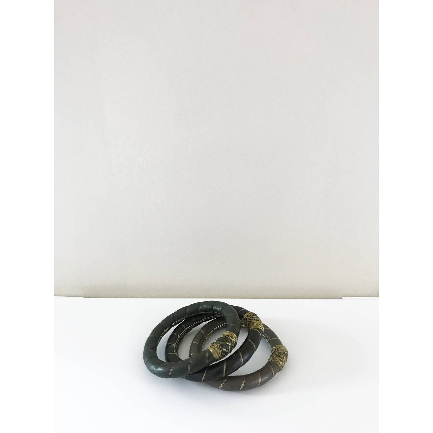 Leather & Brass Bangles Set of 3