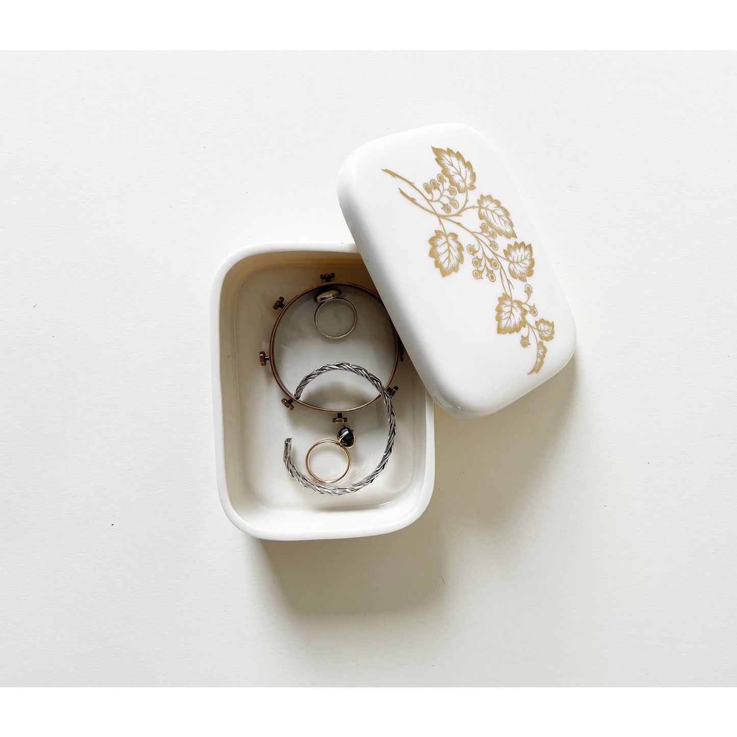 Vintage Lenox Flower Ceramic Jewelry Box