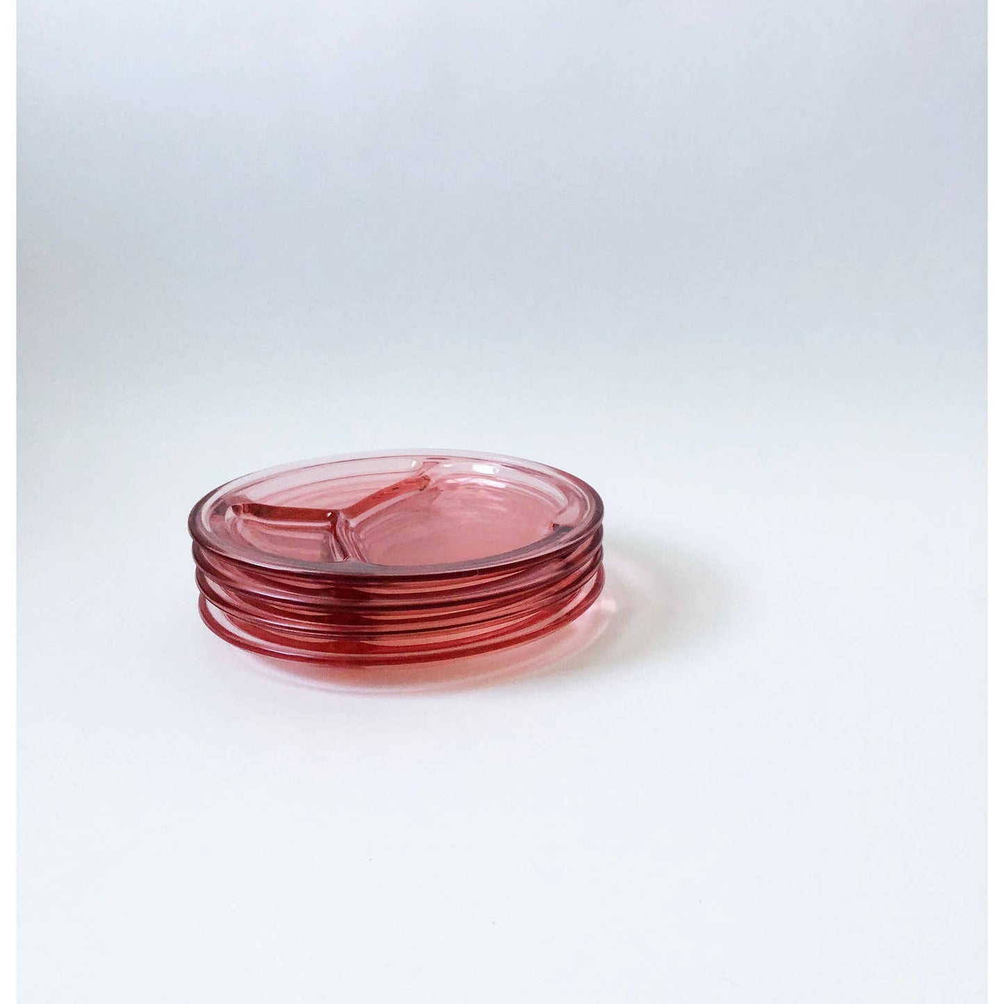 Vintage Pink Glass Heavy Duty Set of 4 Plates