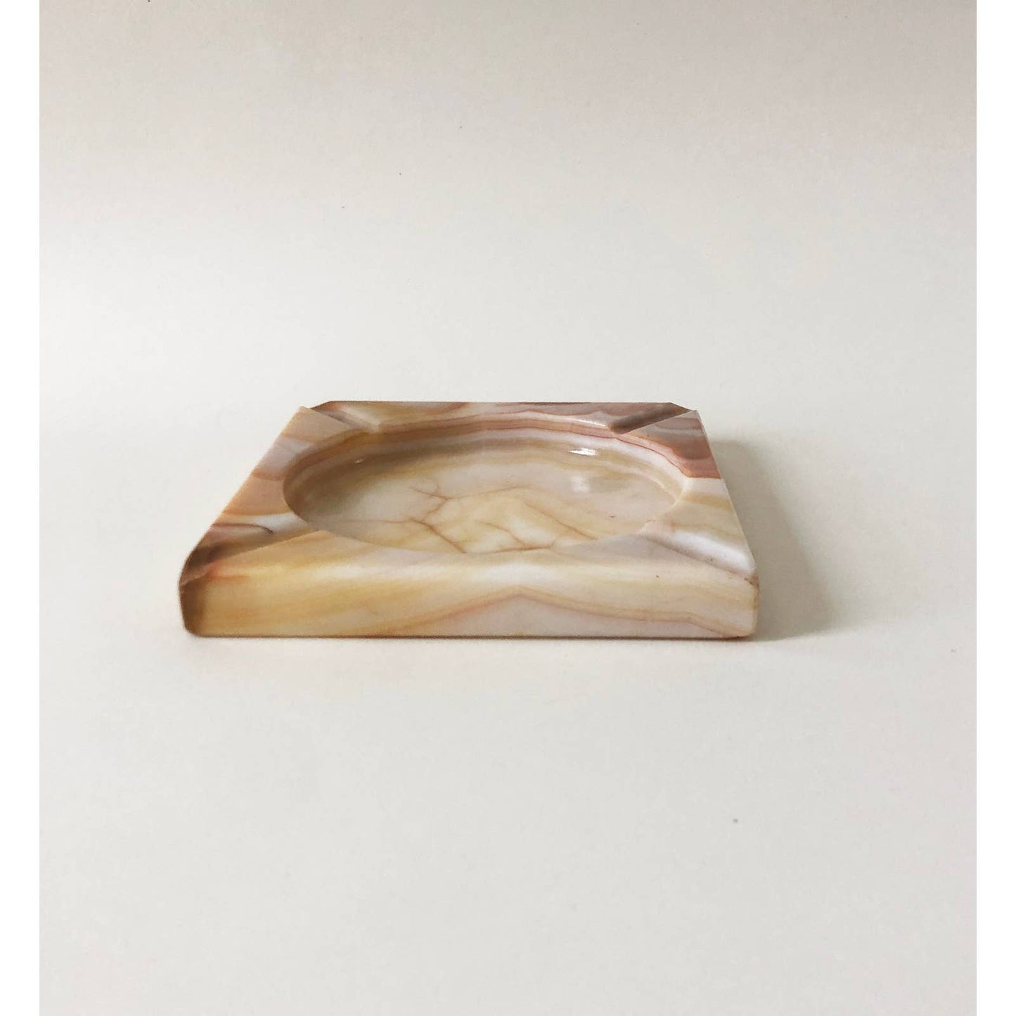 1970's Orange Onyx Stone Ashtray