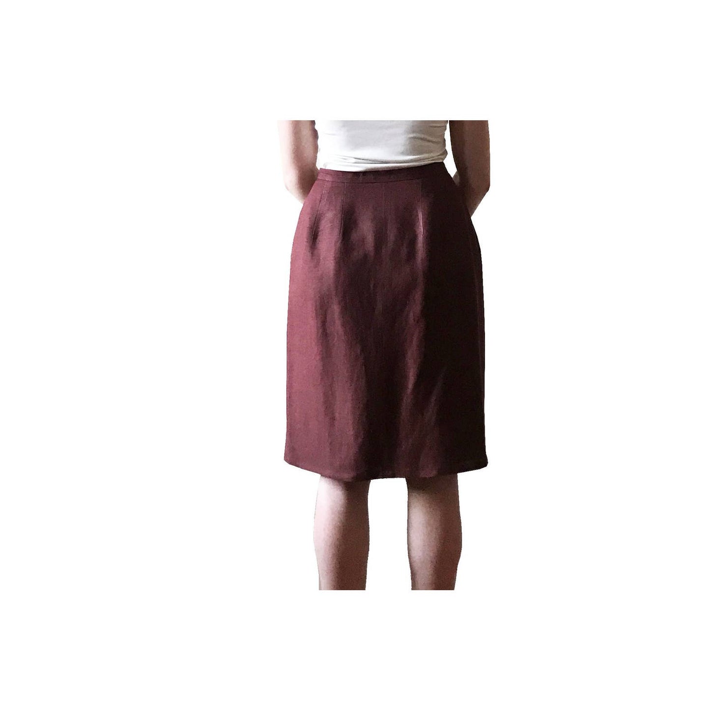 Vintage Button Wrap Plum Linen Skirt
