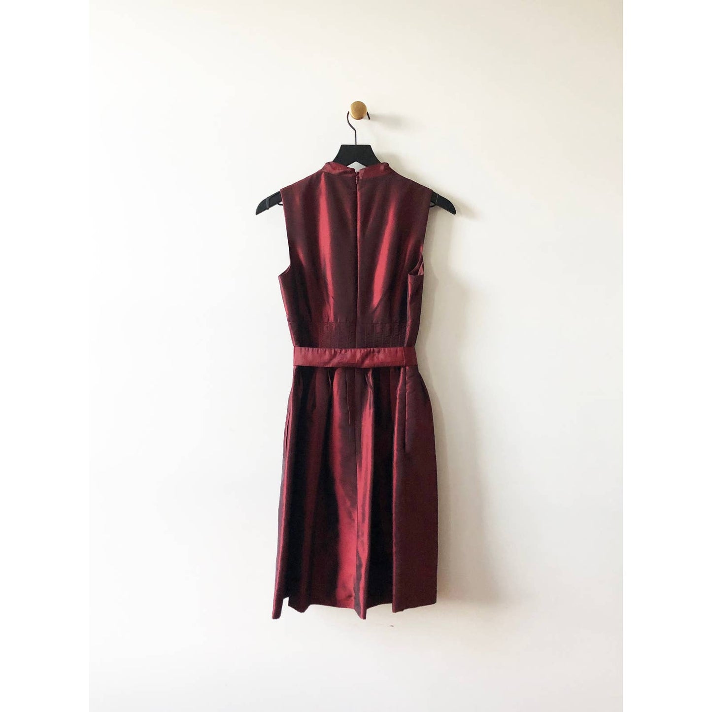 Vintage Collared Shiny Pink Red Evening Dress