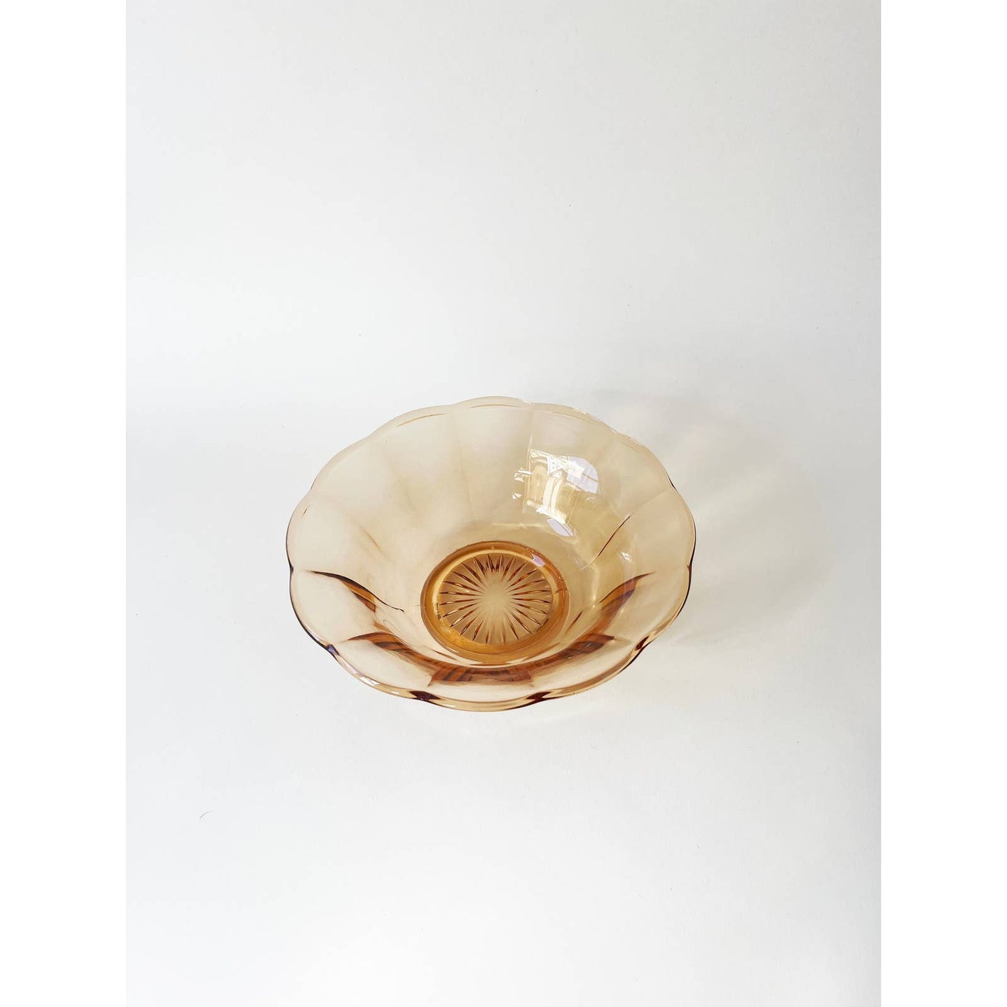 Vintage Orange Scalloped Glass Decorative Bowl