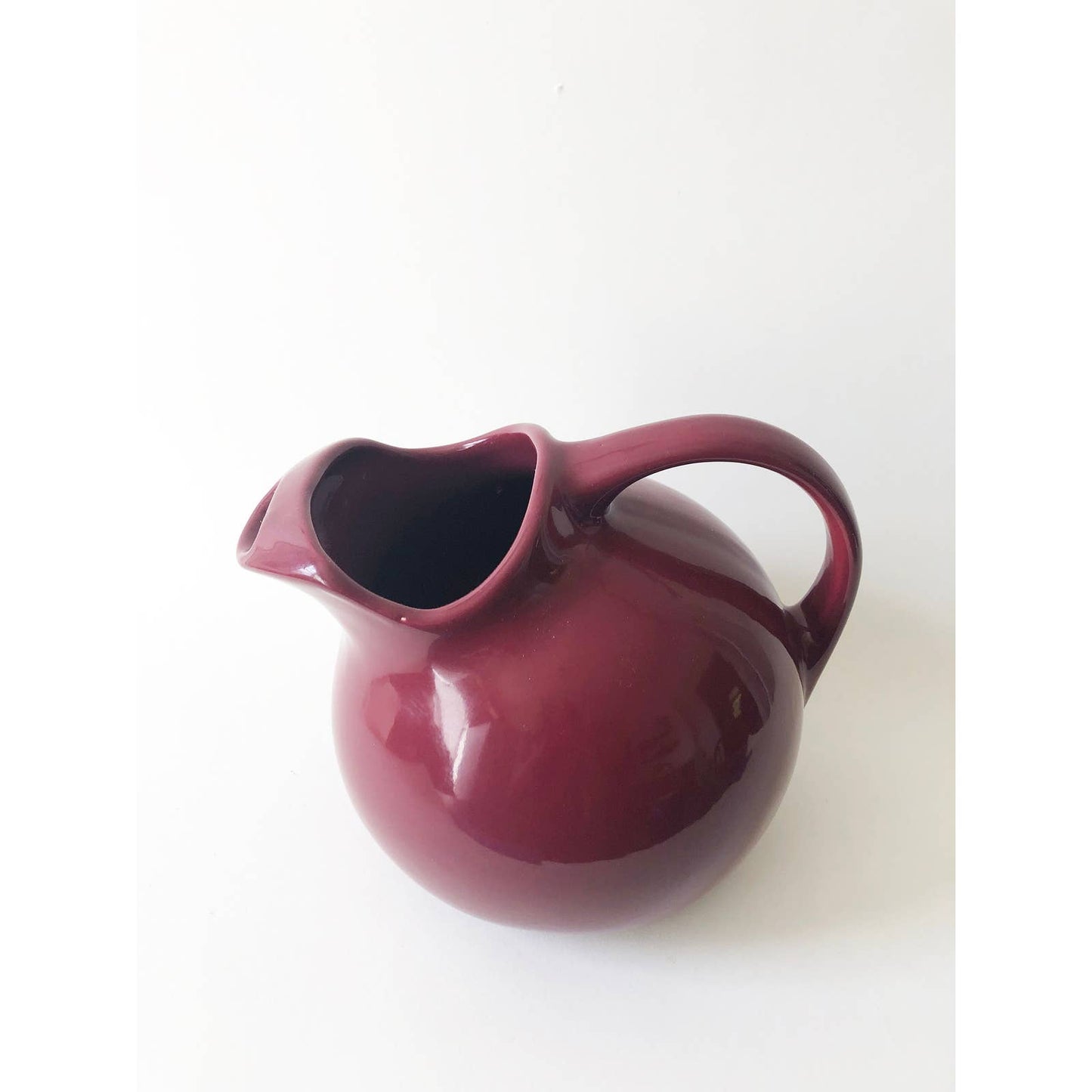 Vintage Circular Ceramic Maroon Pitcher