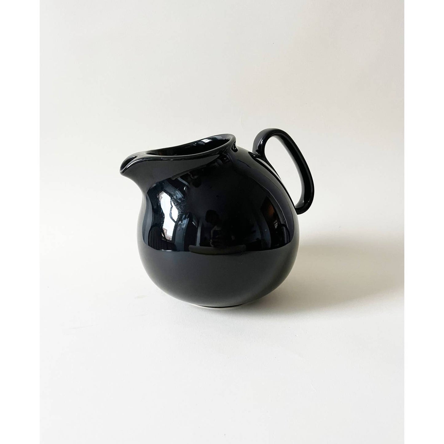 Vintage Circular Ceramic Black Pitcher