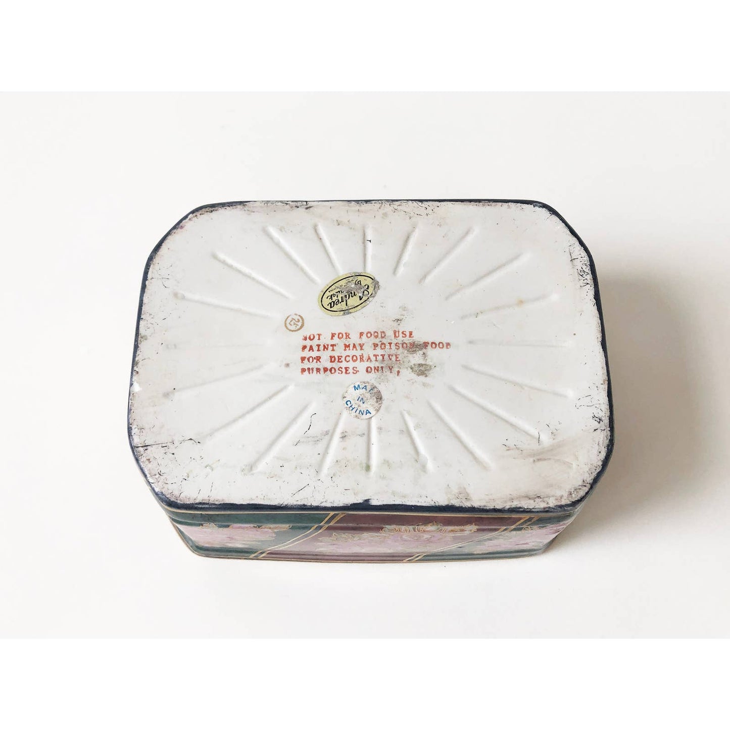 Vintage Ceramic Decorative Chinoiserie Storage Jar w/ Lid