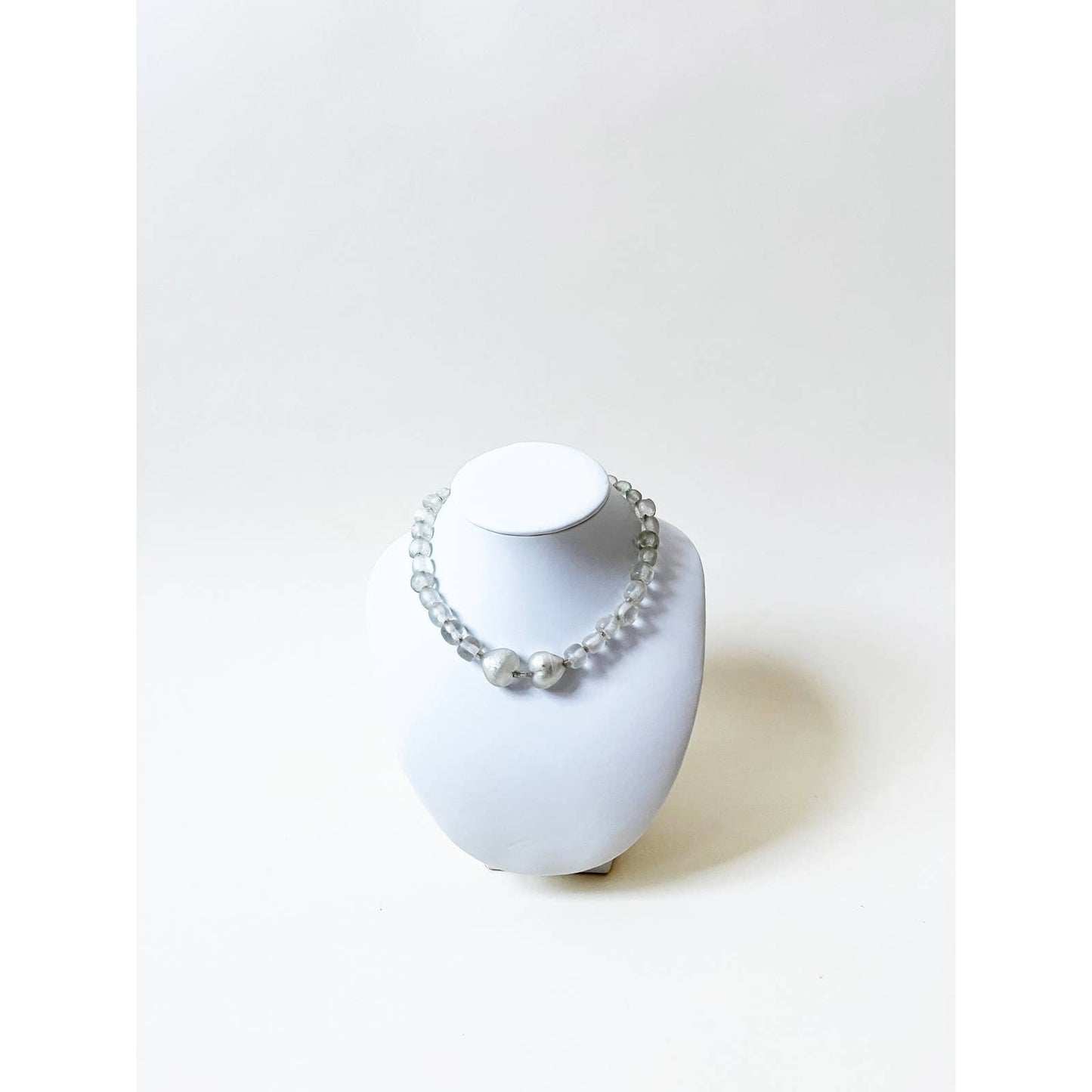 Vintage Clear Glass Beaded Choker Necklace