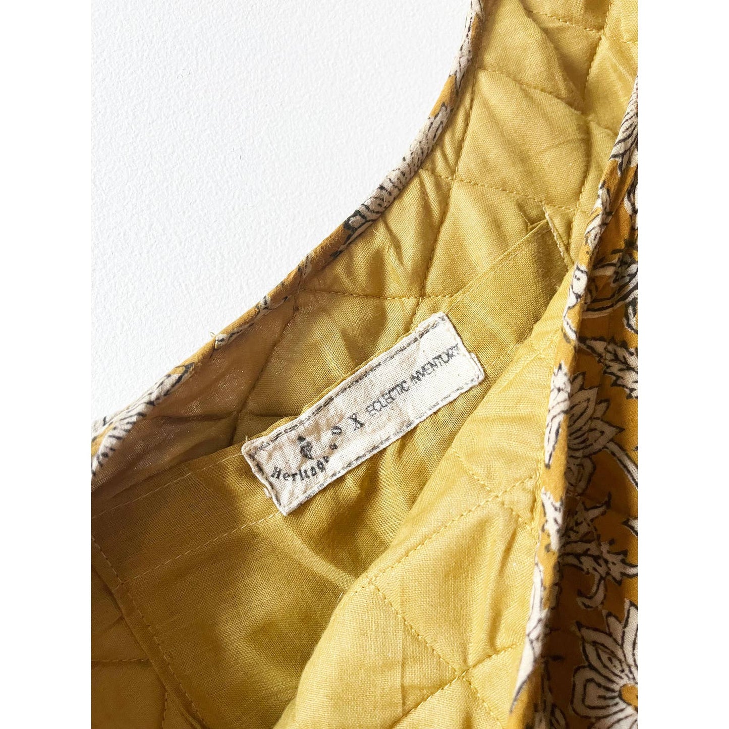 Yellow Floral Boho Print Quilted Tote Bag