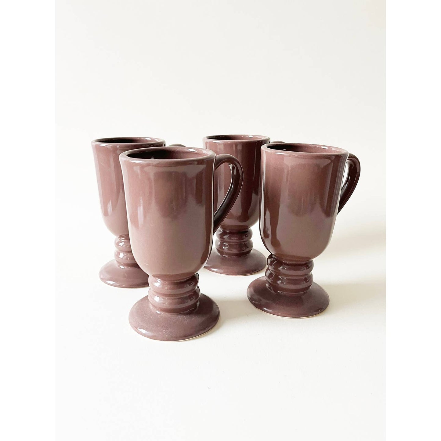 Vintage Mauve Ceramic Mugs - Set of 4 Cafe Cups