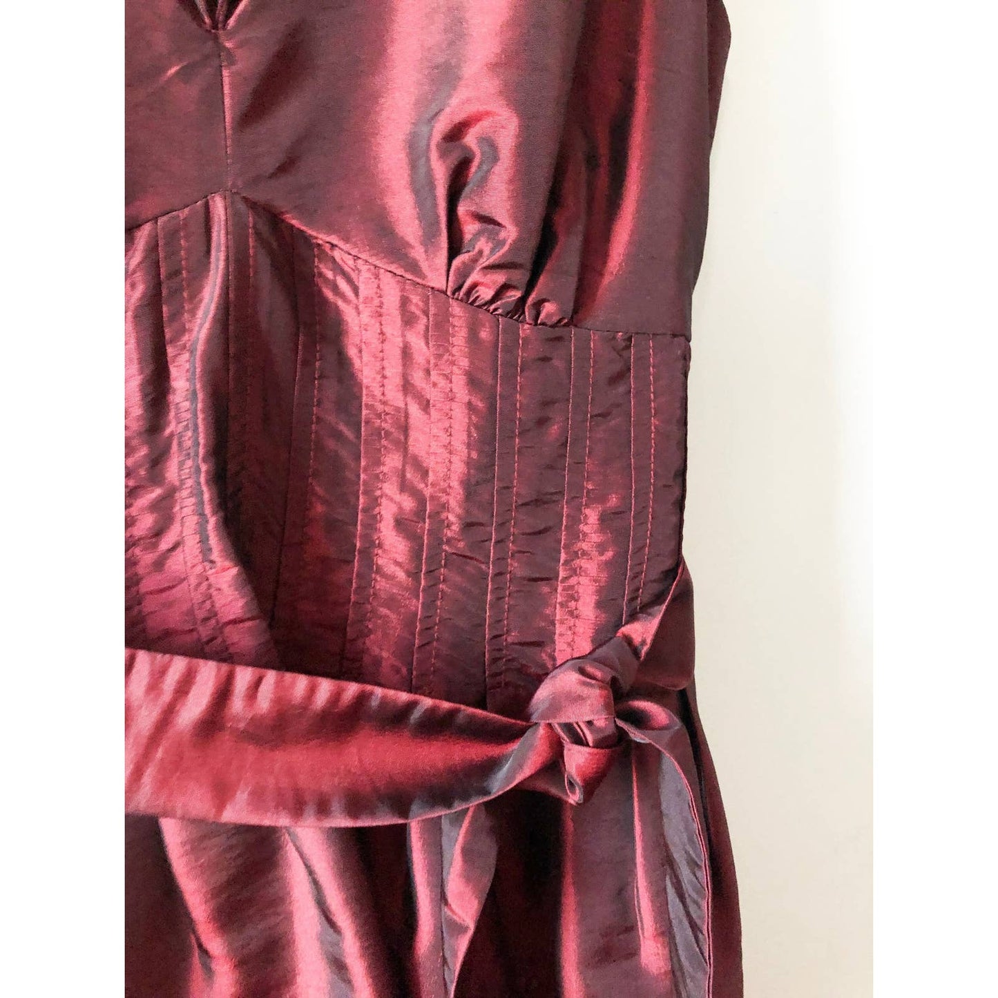 Vintage Collared Shiny Pink Red Evening Dress