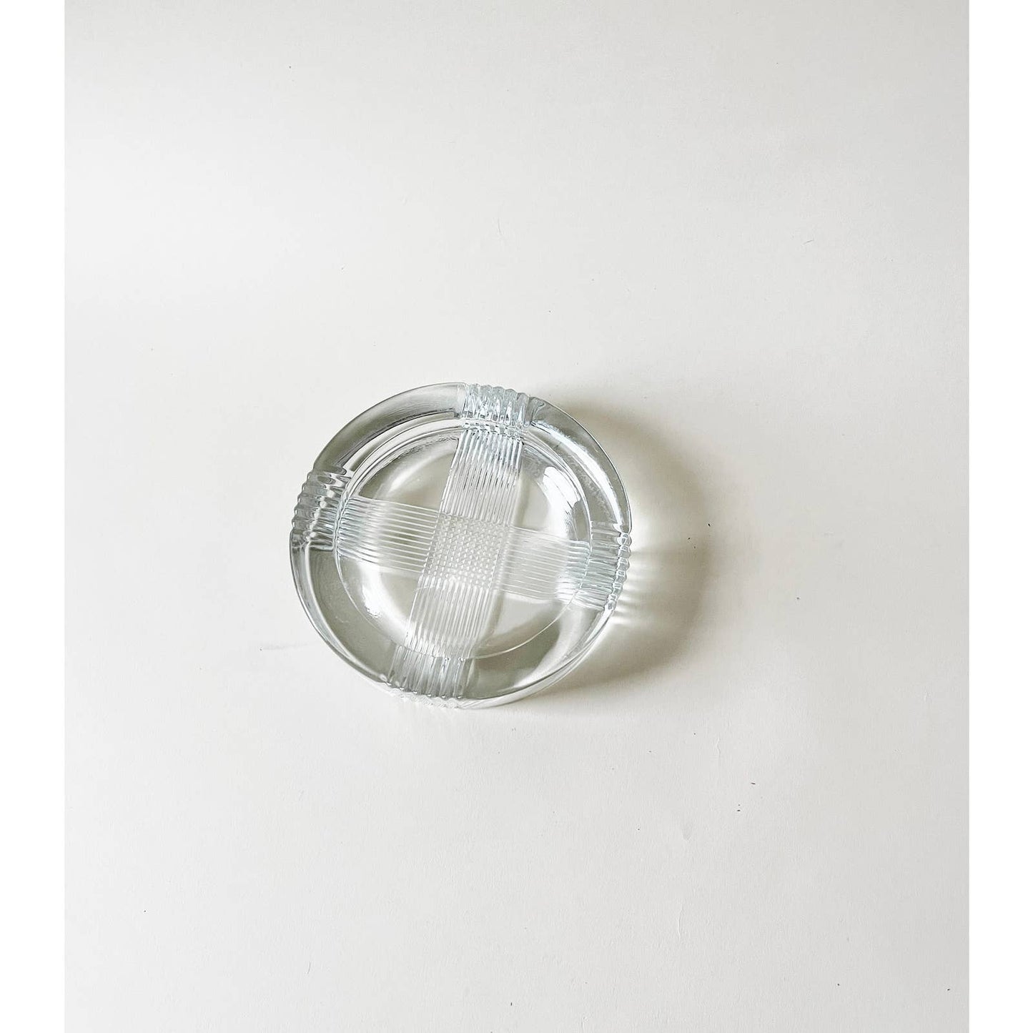 Vintage Glass Circular Ashtray Clear Tray