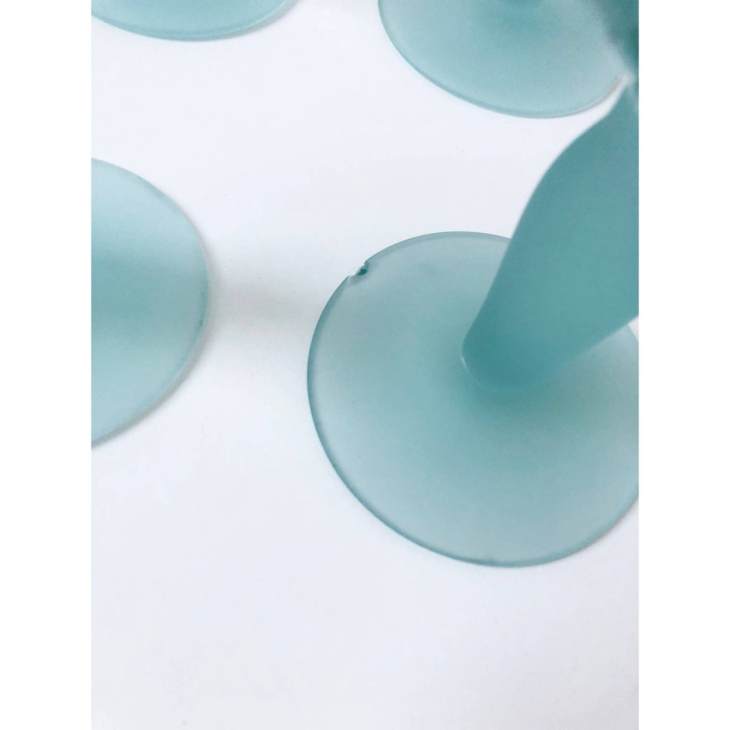 Vintage 80s Set of 4 Aqua Green Glasses