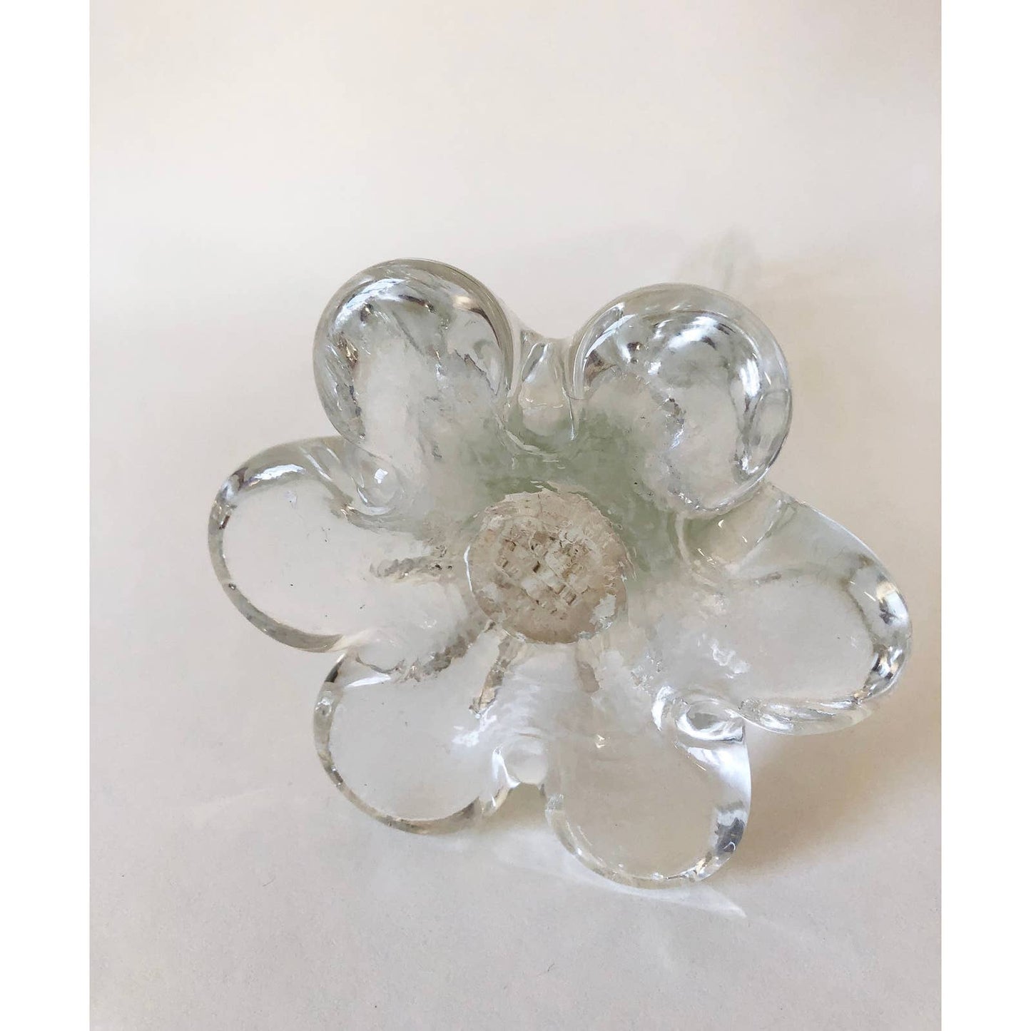 Vintage Tall Clear Glass Vase with Flower Base