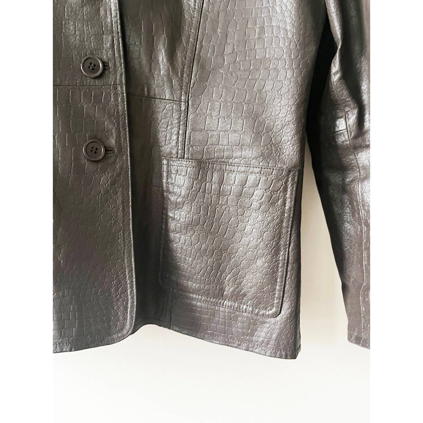Vintage 90s Leather Snake Print Jacket