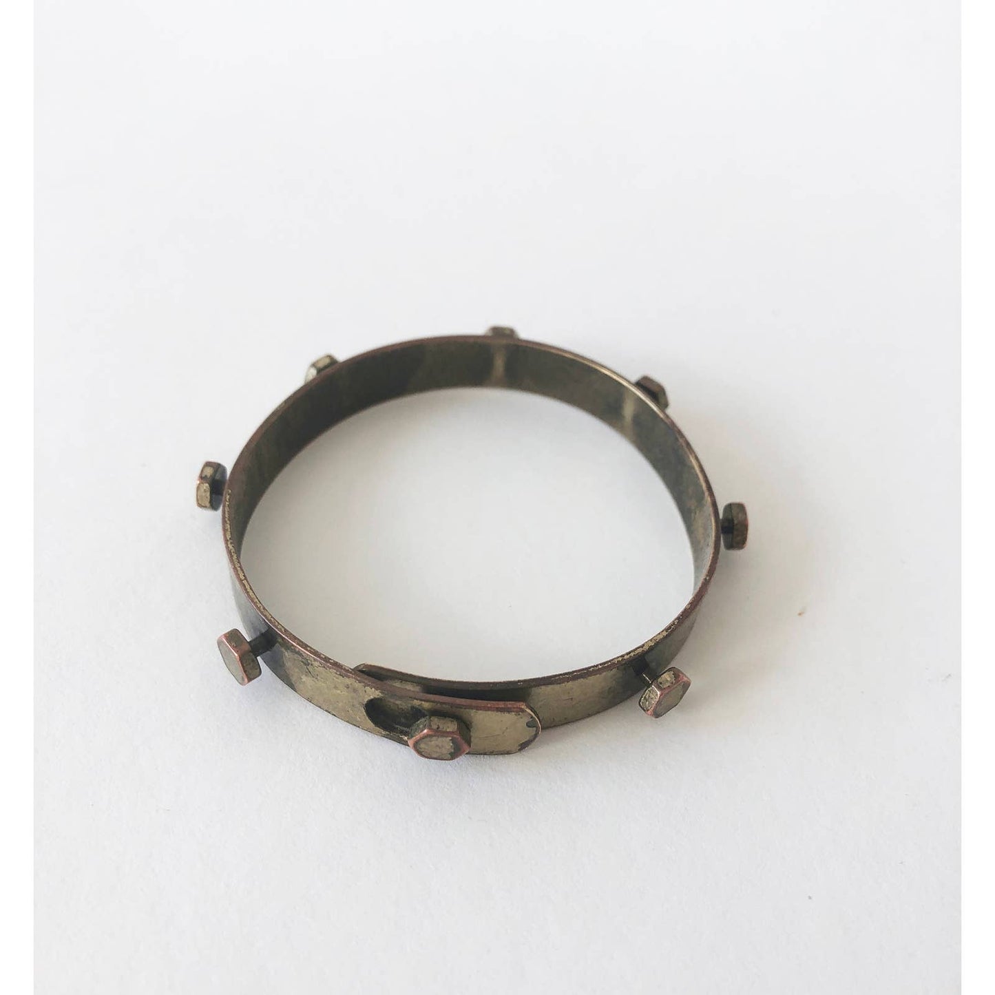Vintage Brass Decorative Modern Bracelet w/ Screw Details