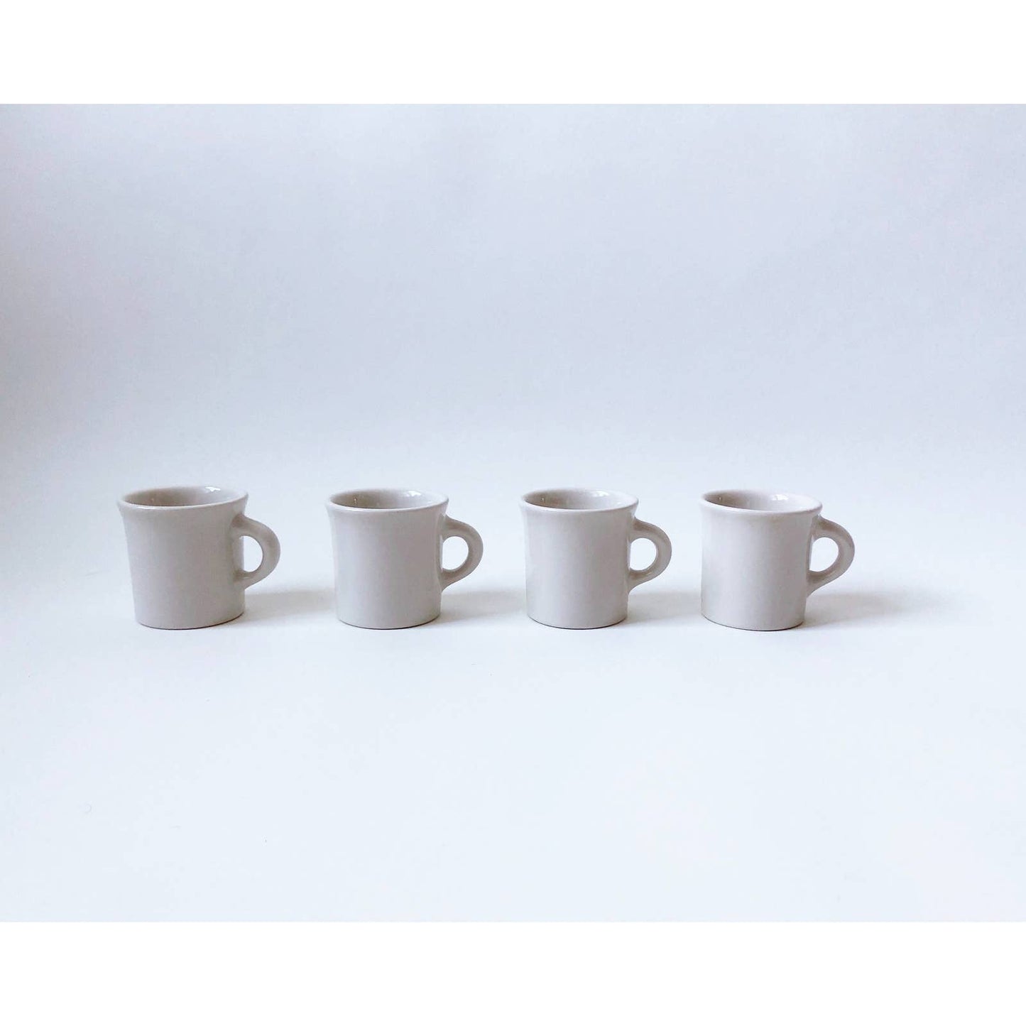 Vintage Cream Ceramic Mugs Set of 4
