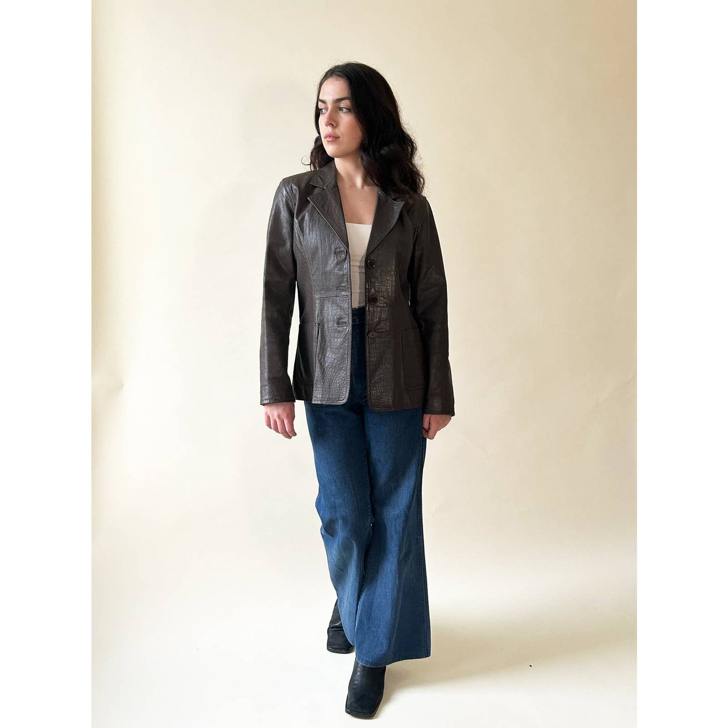 Vintage 90s Leather Snake Print Jacket