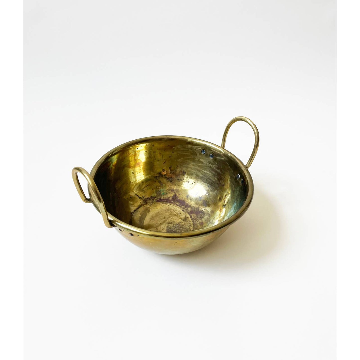 Vintage Large Brass Bowl with Handle