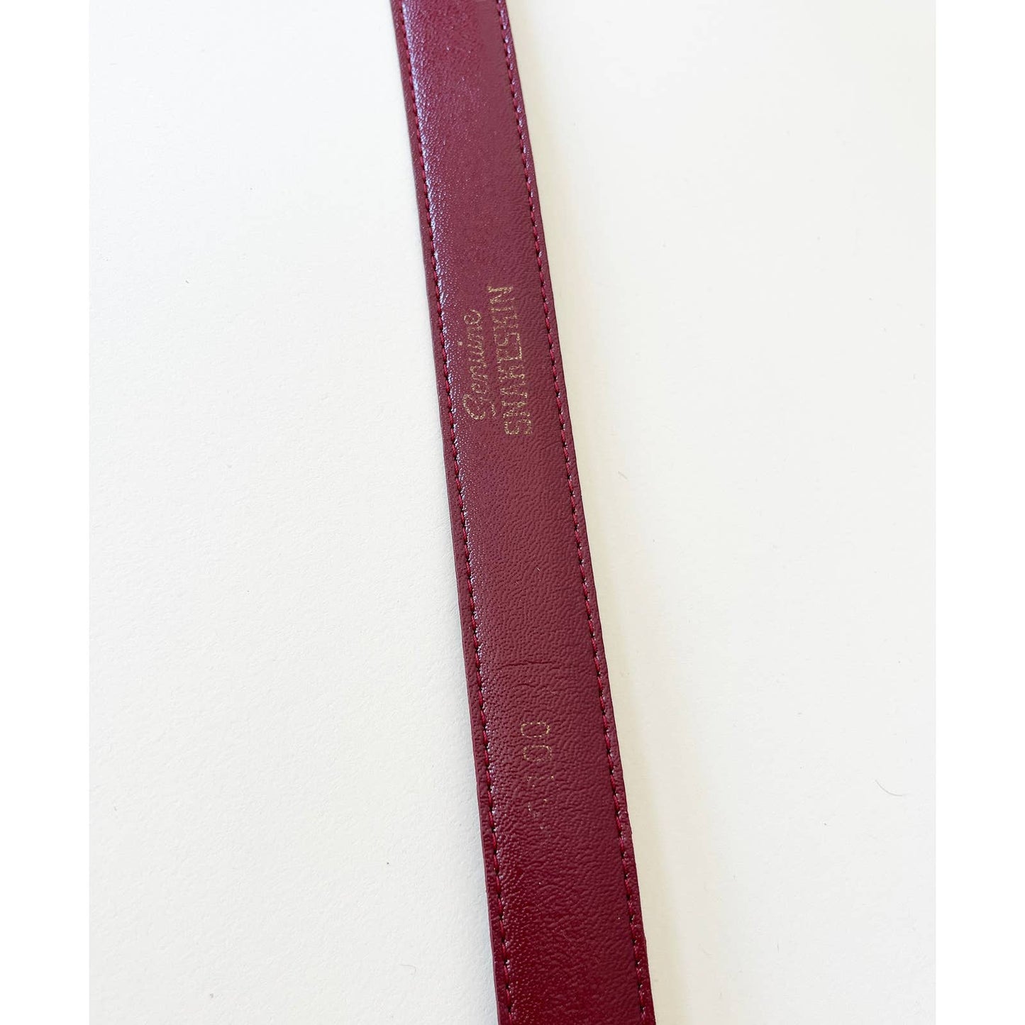 Vintage Red Leather Decorative Belt with Silver Paisley Design