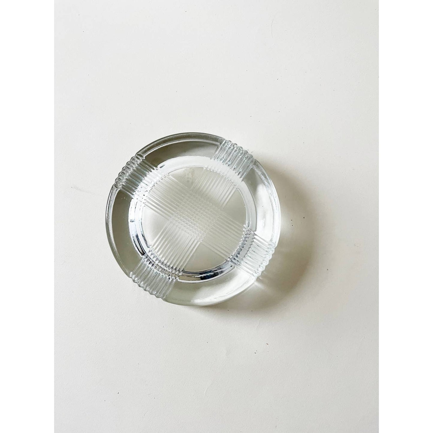 Vintage Glass Circular Ashtray Clear Tray