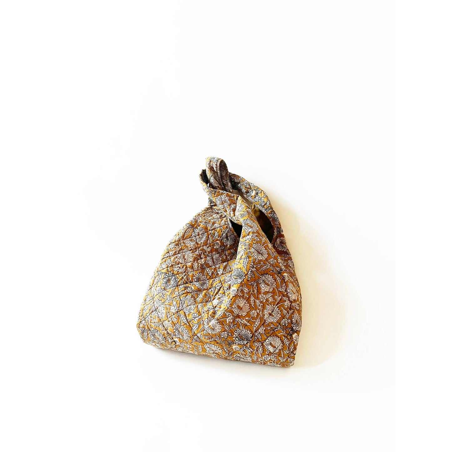 Yellow Floral Boho Print Quilted Tote Bag