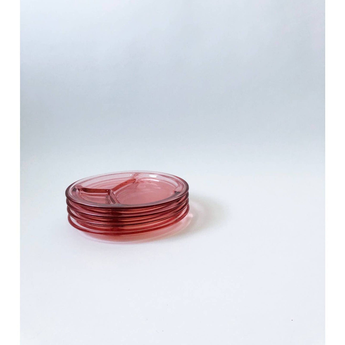 Vintage Pink Glass Heavy Duty Set of 4 Plates