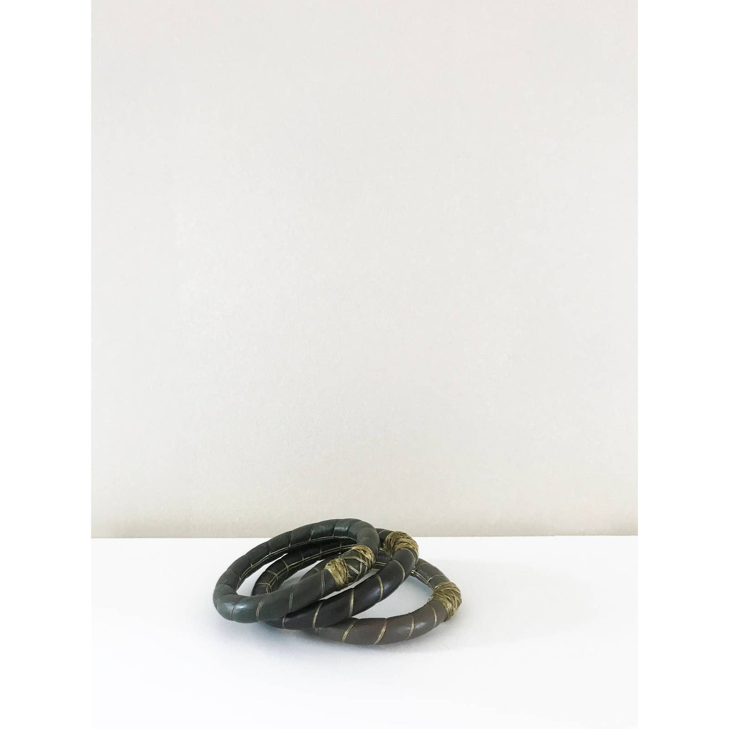 Leather & Brass Bangles Set of 3