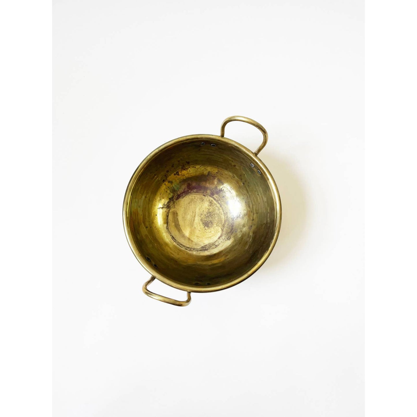 Vintage Large Brass Bowl with Handle