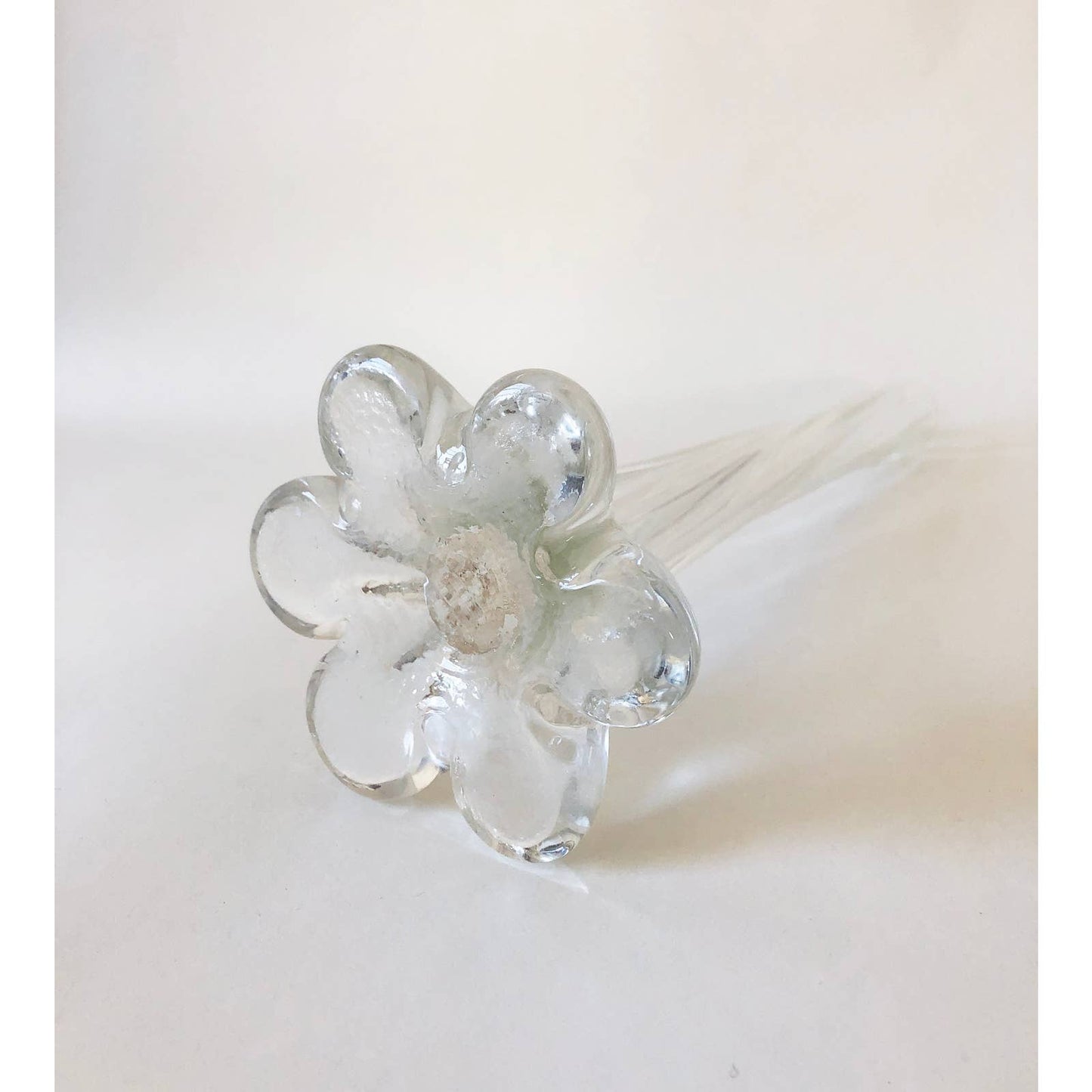 Vintage Tall Clear Glass Vase with Flower Base