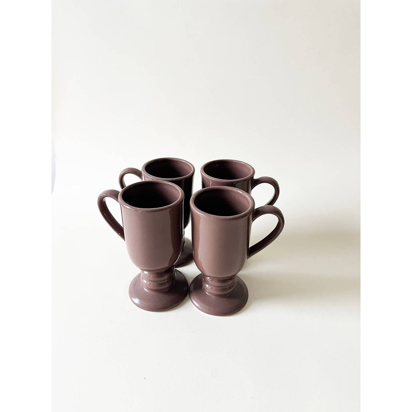 Vintage Mauve Ceramic Mugs - Set of 4 Cafe Cups