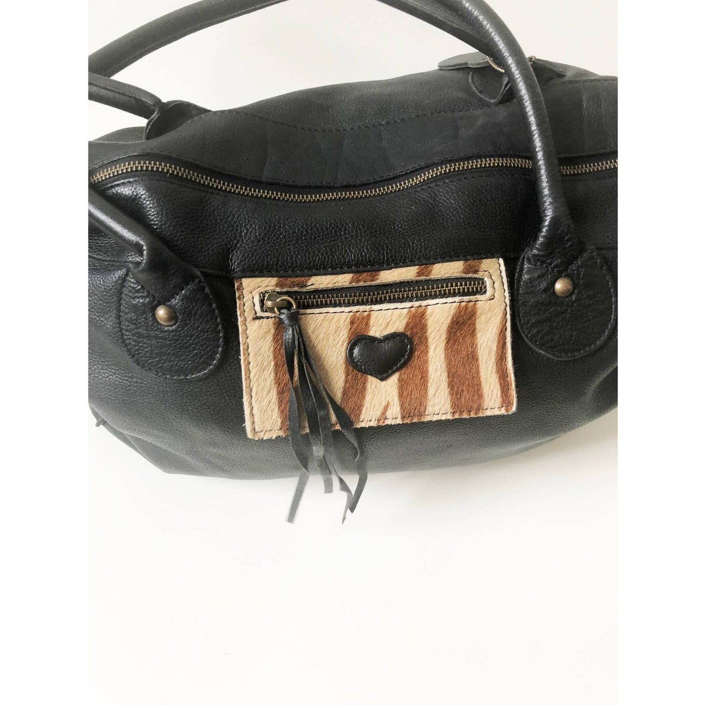 Vintage Black Leather Duffle Bag | Sofia C. Brown Leather Weekender Bag