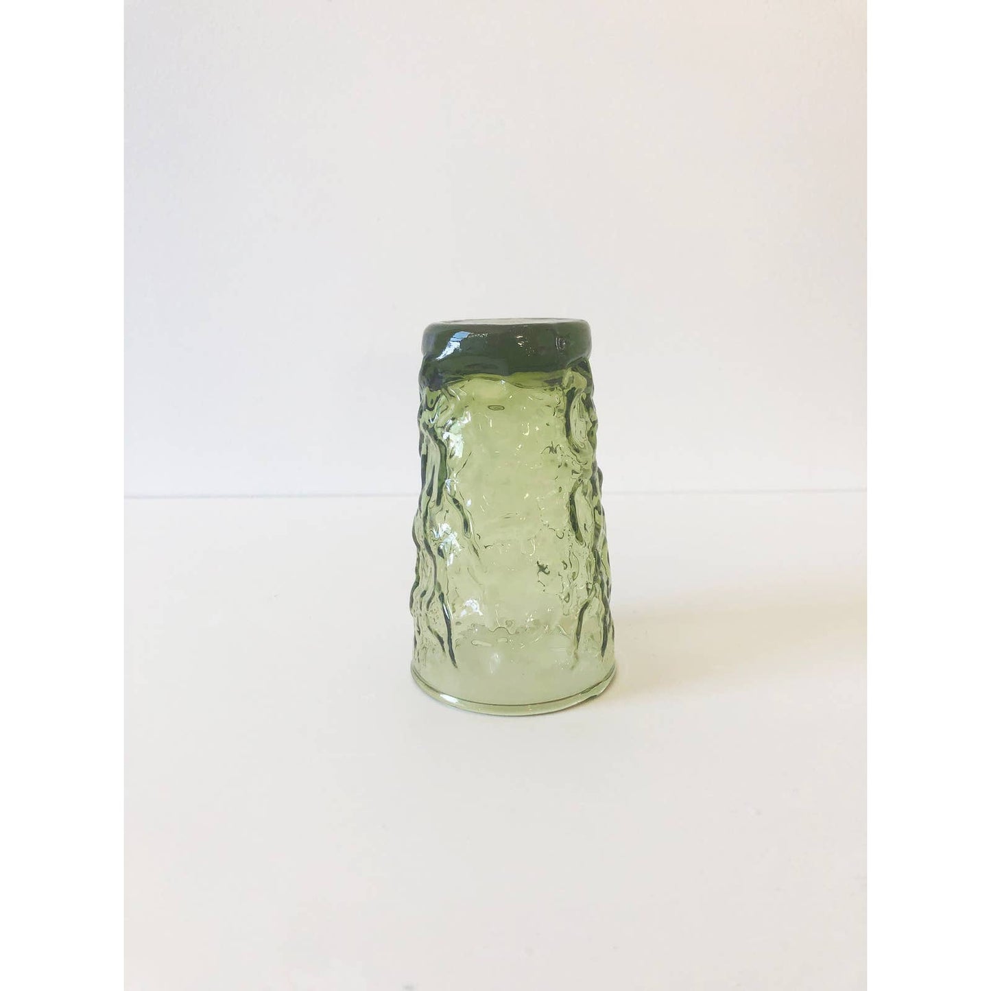 Vintage Mid Century Olive Green Mini Crinkle Glasses