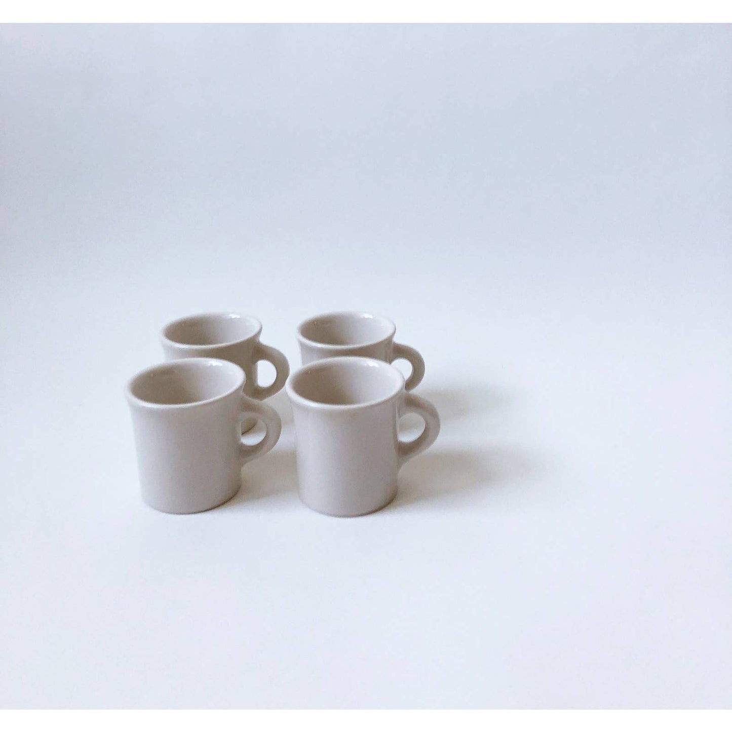 Vintage Cream Ceramic Mugs Set of 4