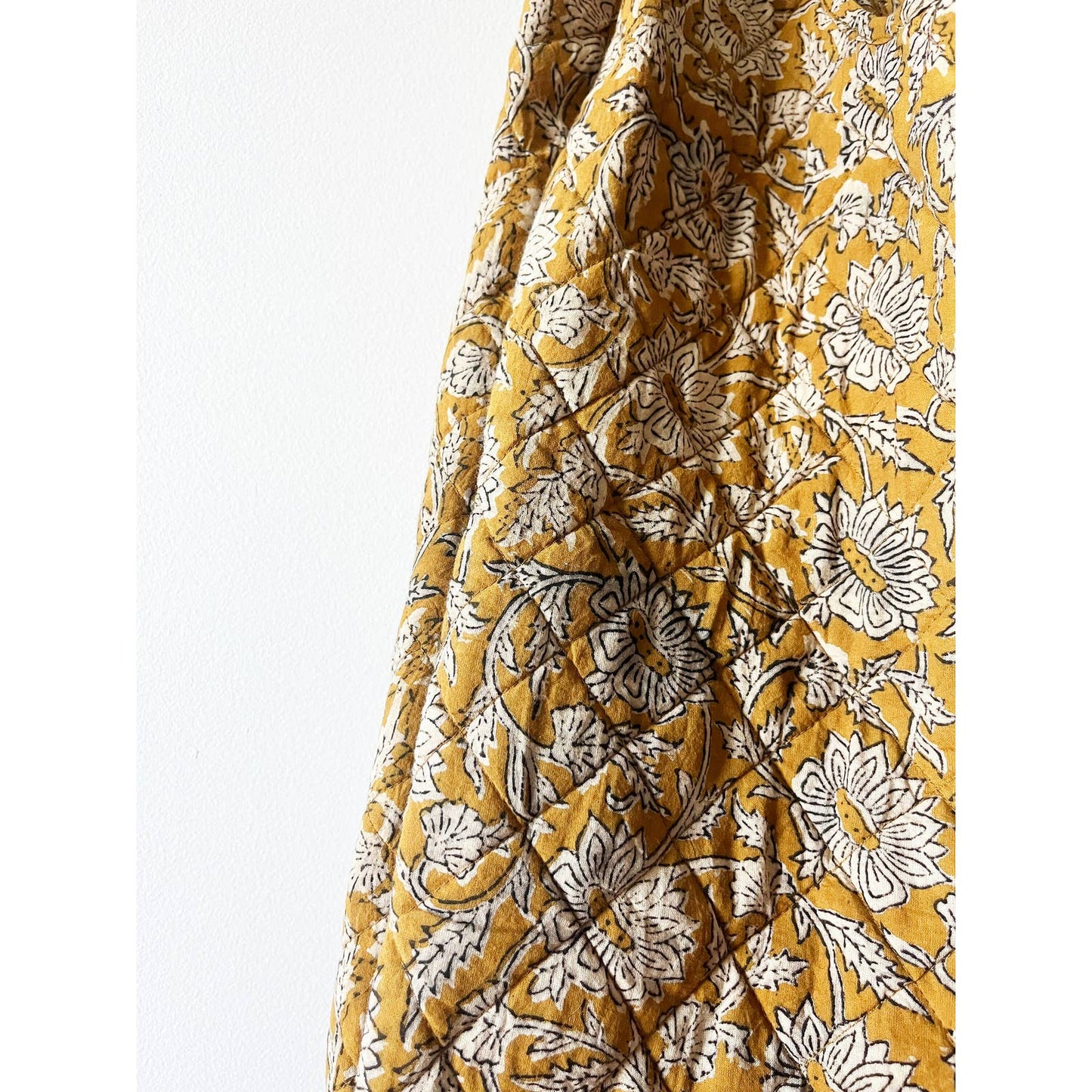 Yellow Floral Boho Print Quilted Tote Bag