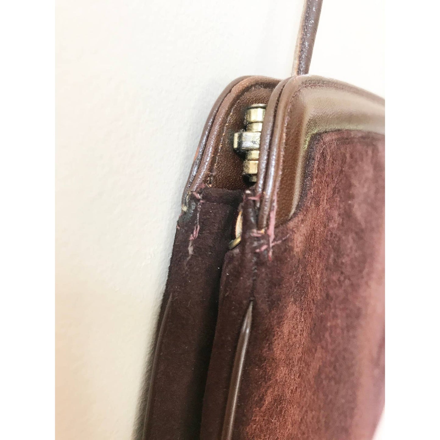 Vintage Brown Suede Clutch