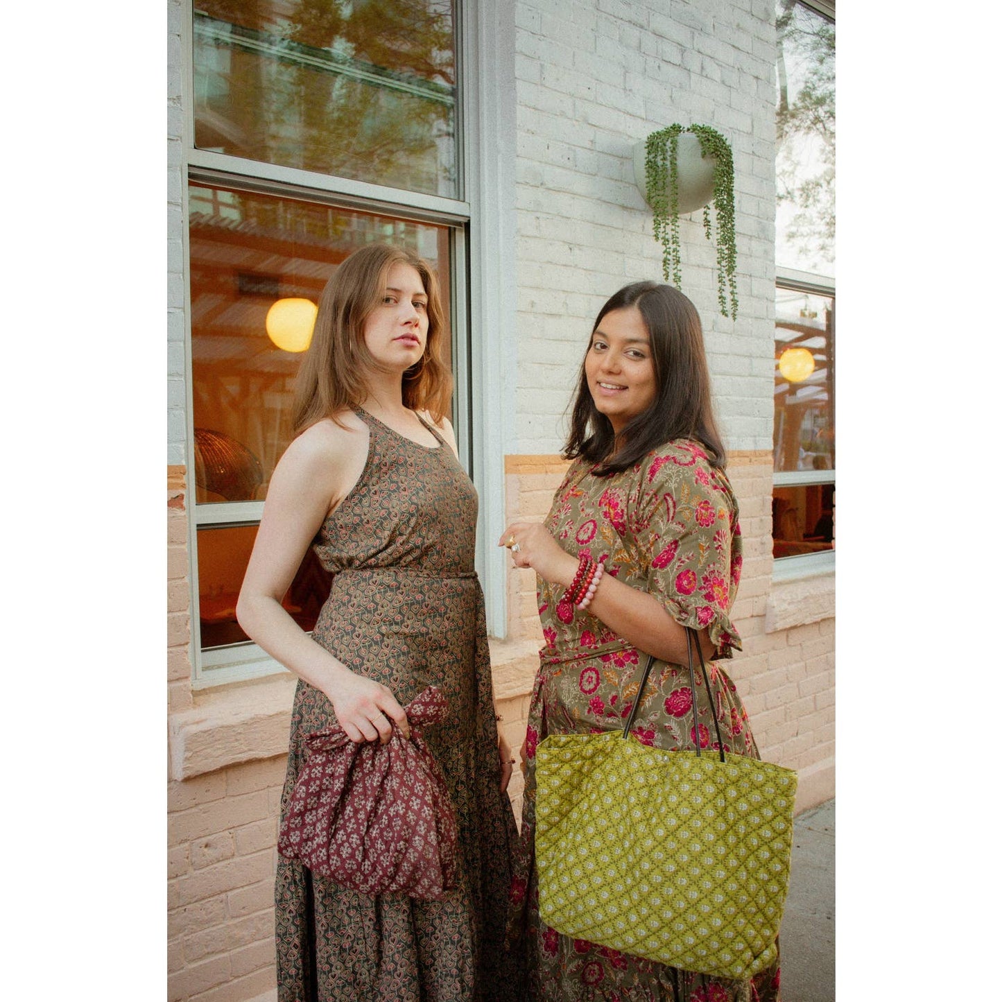 Brown Boho Print Quilted Mini Bag