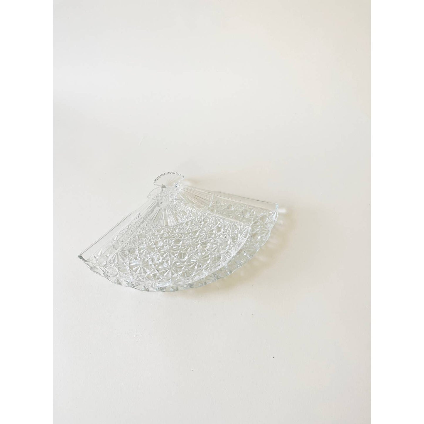 Vintage Clear Fan Ring Dish | Pair of Table Trays