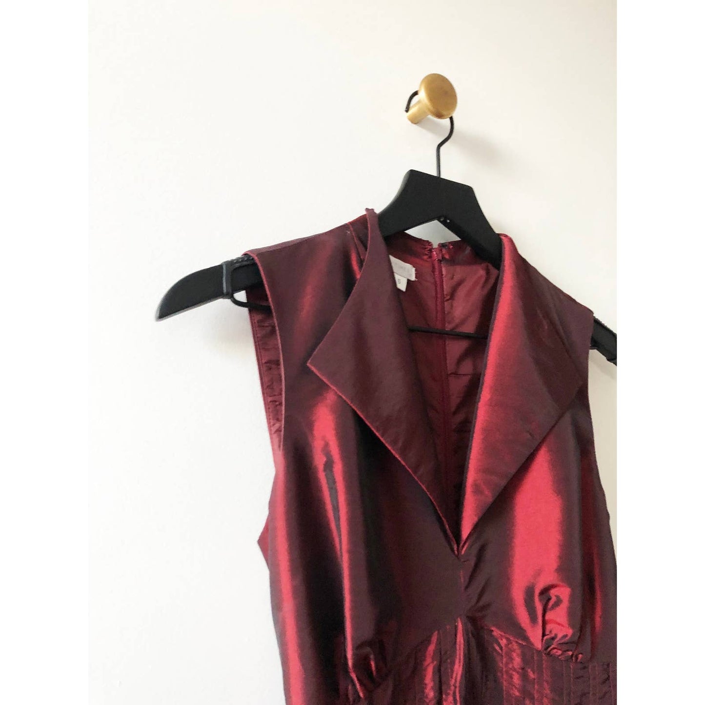 Vintage Collared Shiny Pink Red Evening Dress