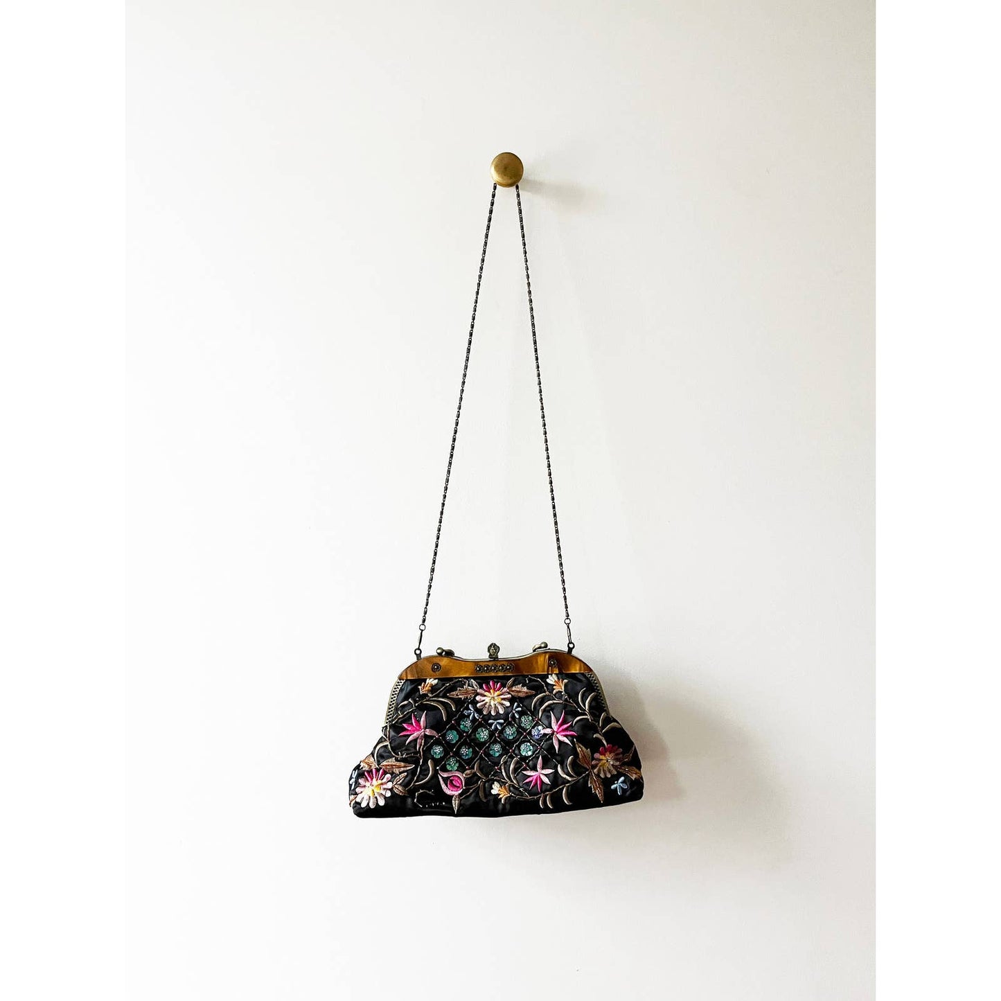 Vintage Y2k Floral Sparkly Embroidered Handbag