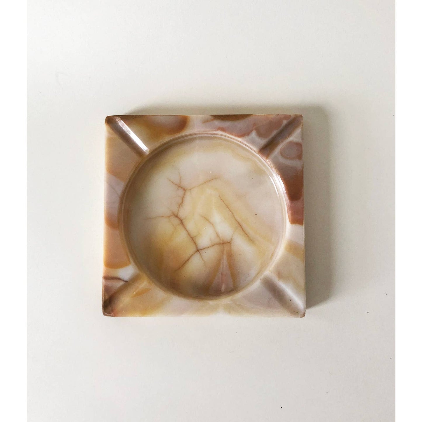 1970's Orange Onyx Stone Ashtray