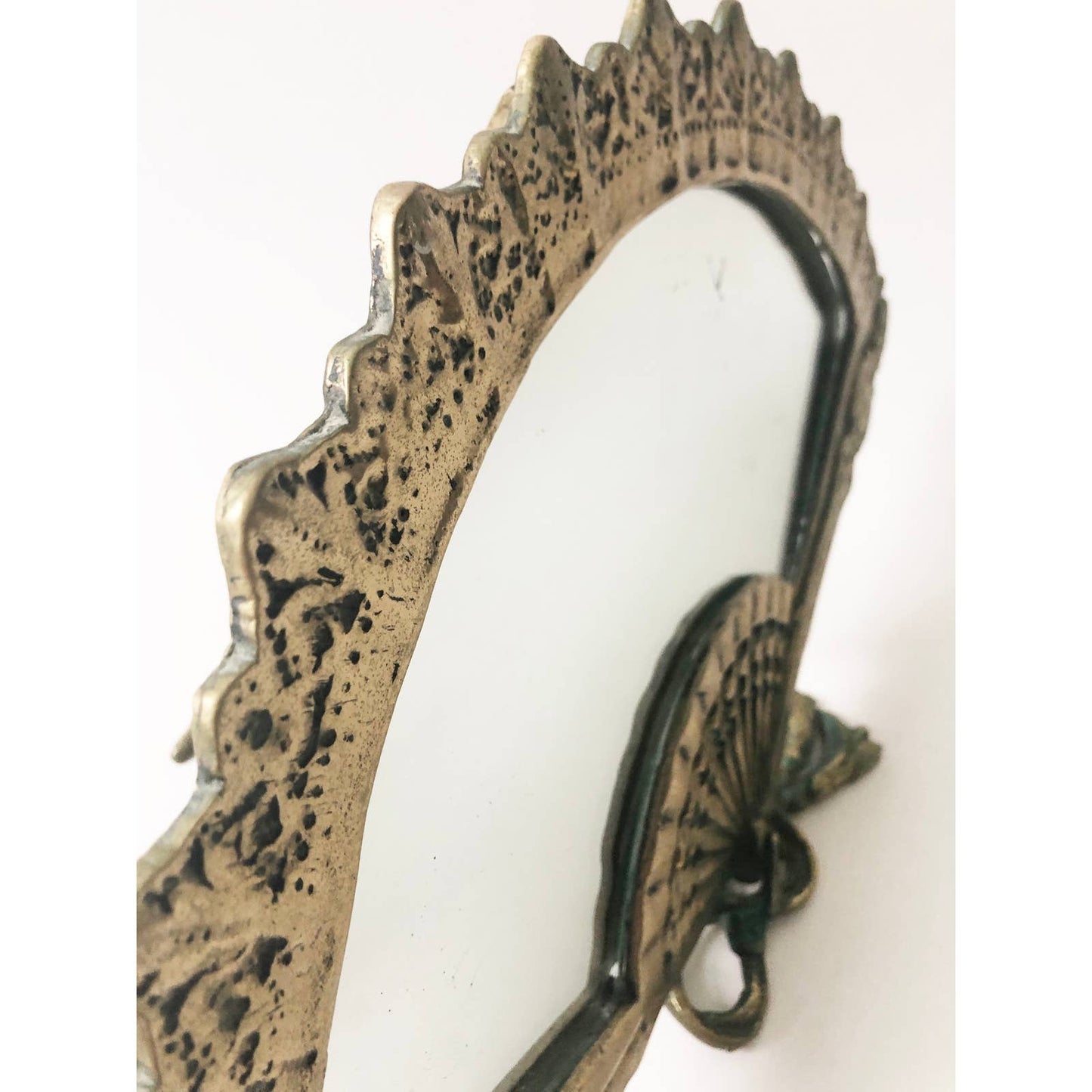 Vintage Brass Table Top Fan Mirror