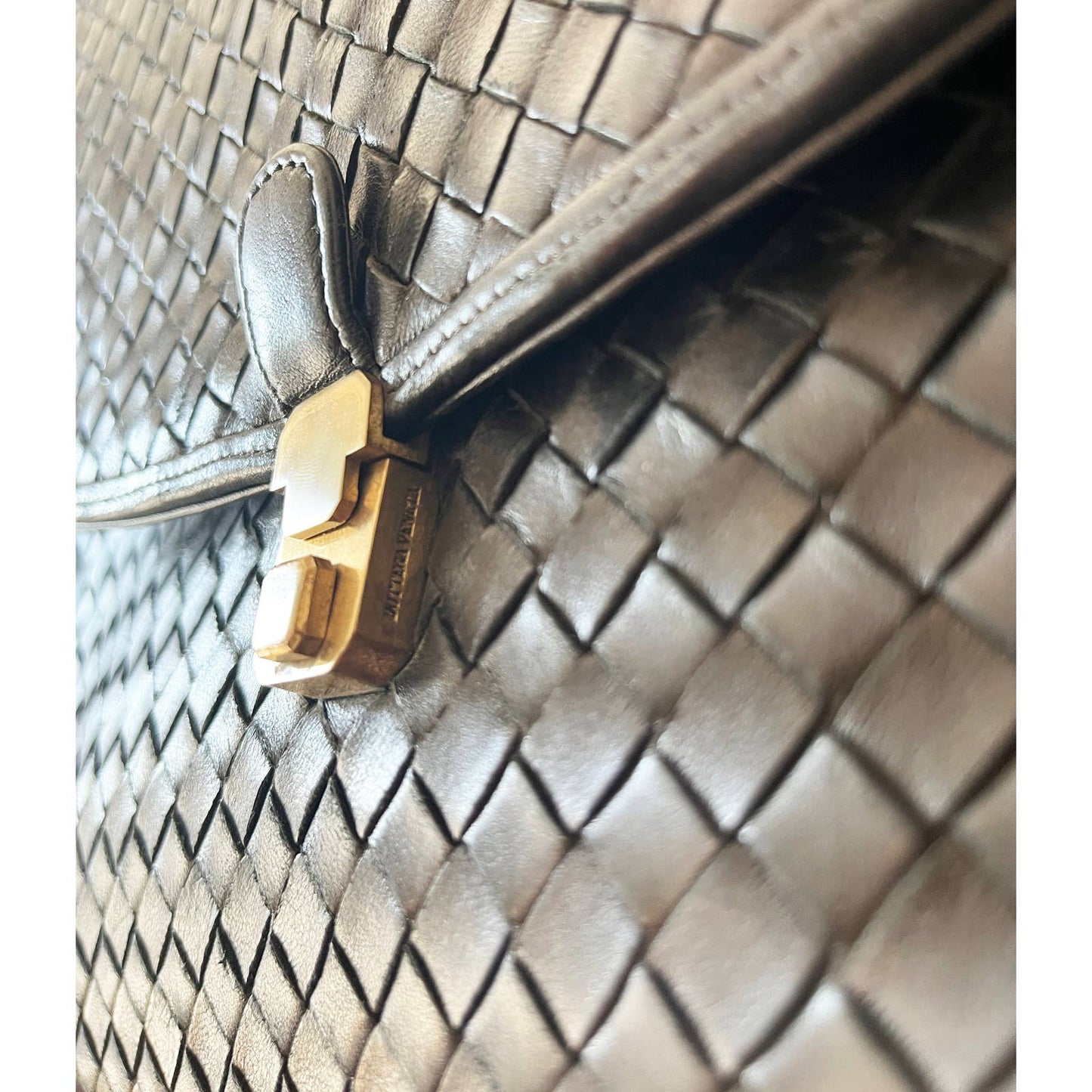 Vintage Black Bottega Veneta Woven Briefcase Bag