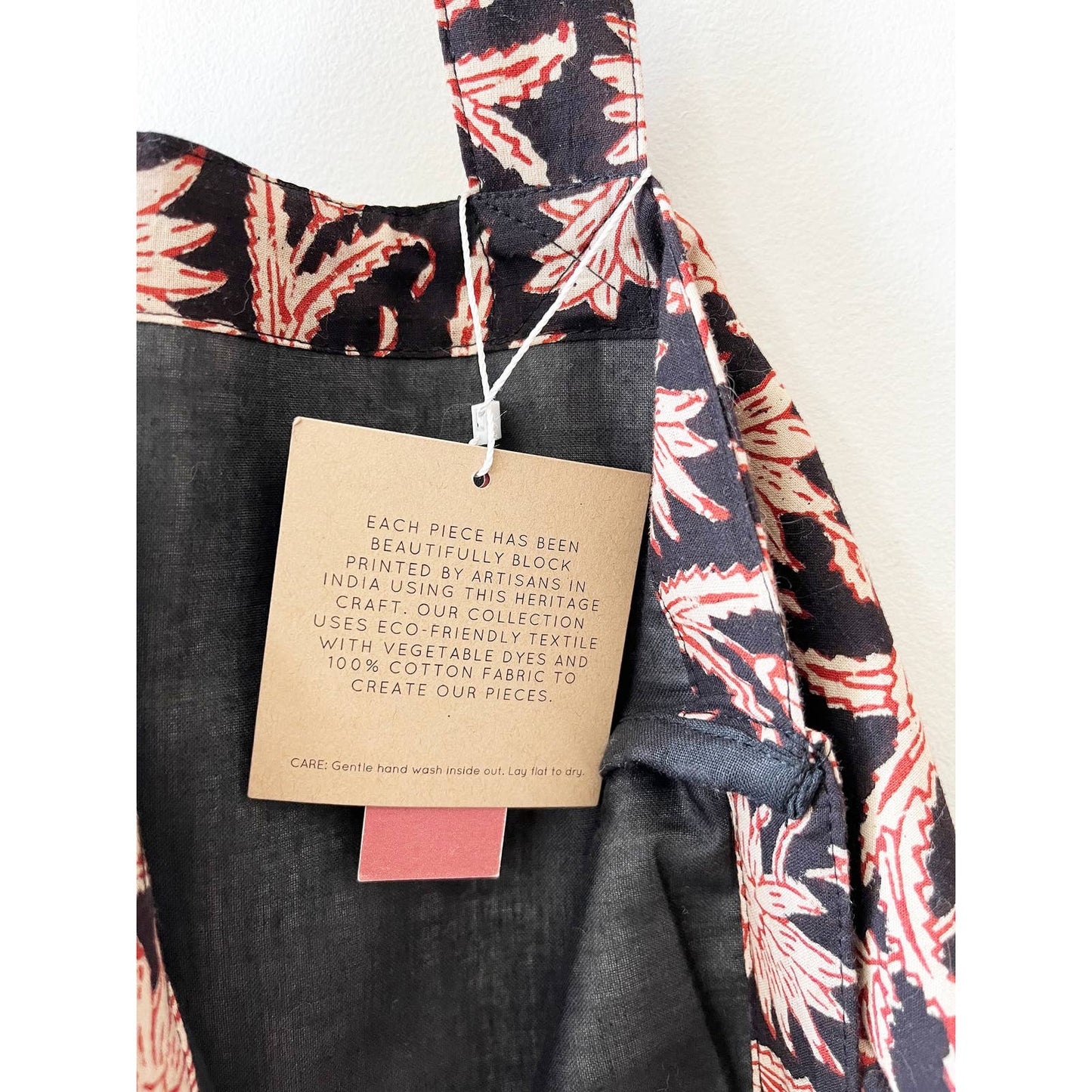 Black Floral Boho Print Tote Bag